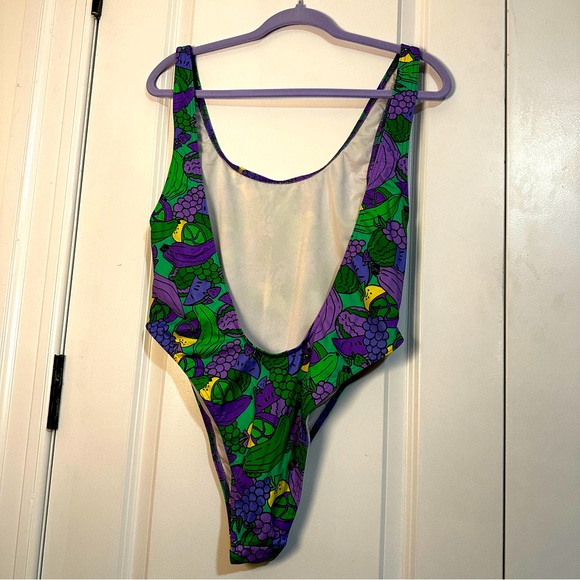 Collusion High Thigh Swimsuit in Tropical Fruit Print | ASOS - Picture 3 of 6